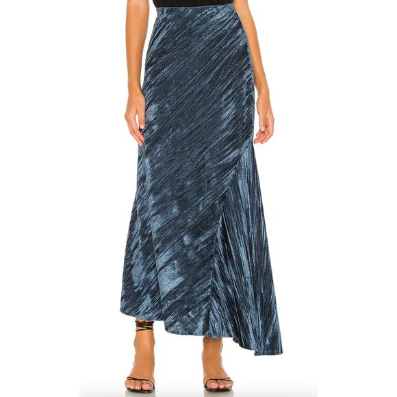 Free People Noa Velvet Slip Skirt Light Night Crushed Velvet Mix Blue Size XS - Picture 2 of 11